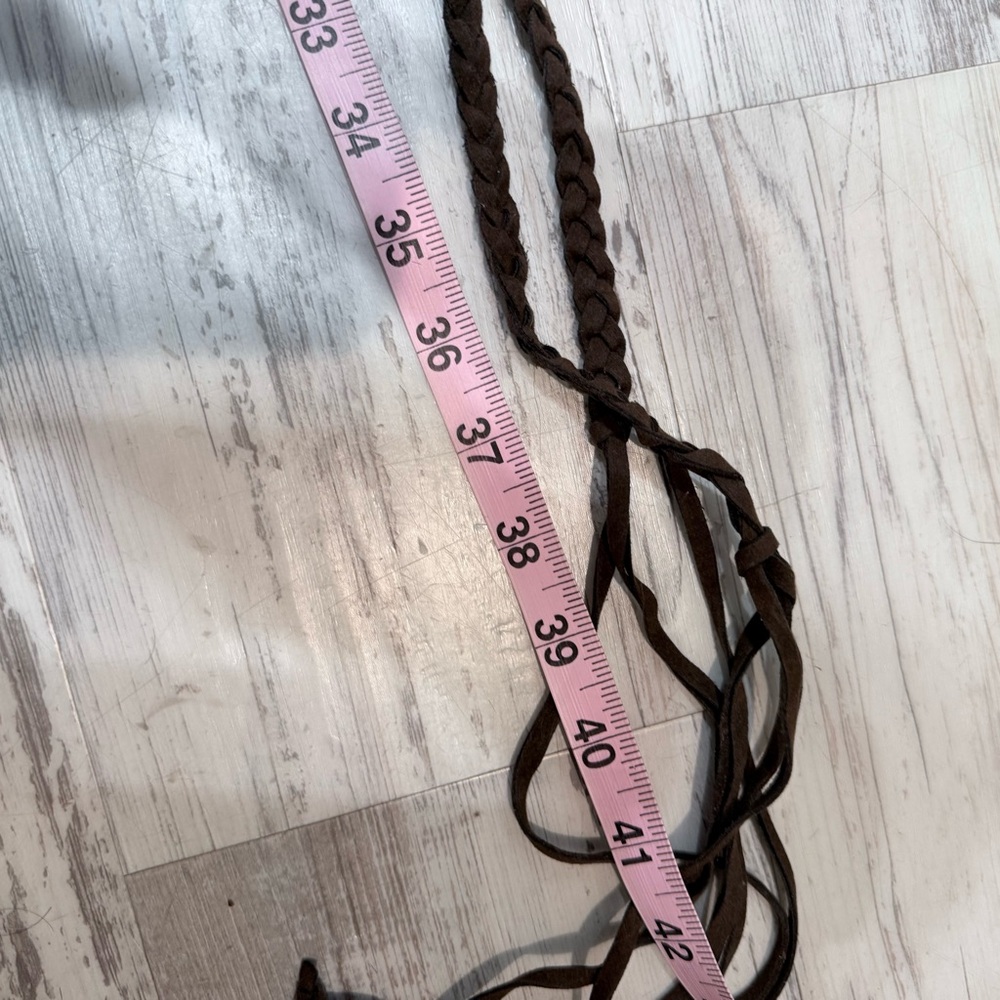 Brown Braided Leather Strap Belt